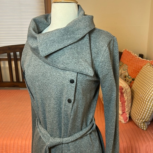 Harley Davidson Asymmetric Cowl Neck Belted Long Cardigan Shacket, size Medium - Picture 15 of 16